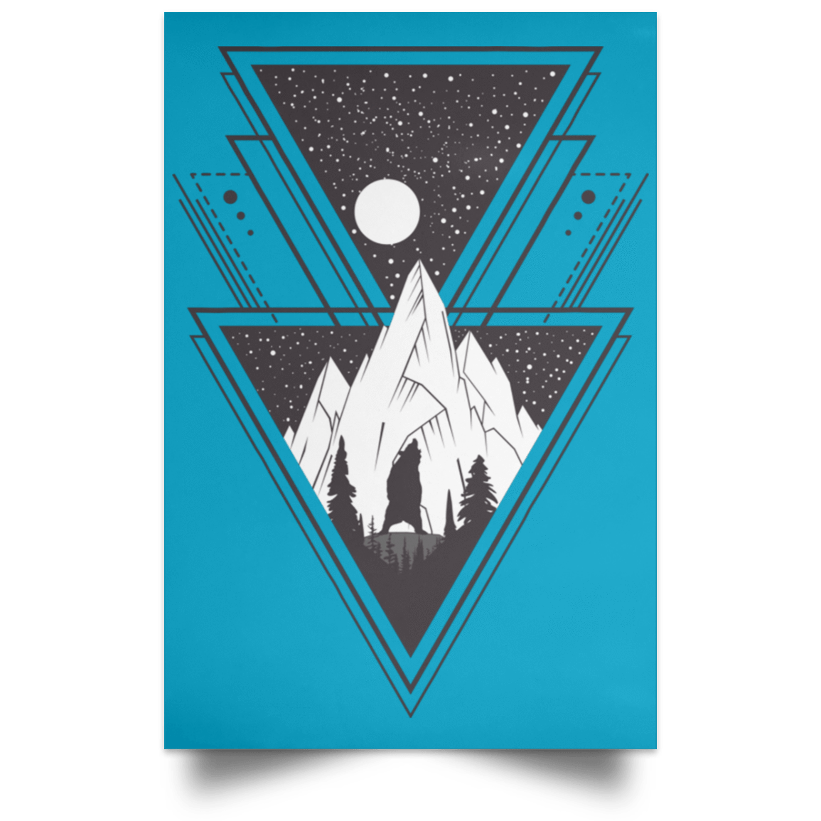 Housewares Turquoise / 12" x 18" Triangle Bear Art Portrait Poster