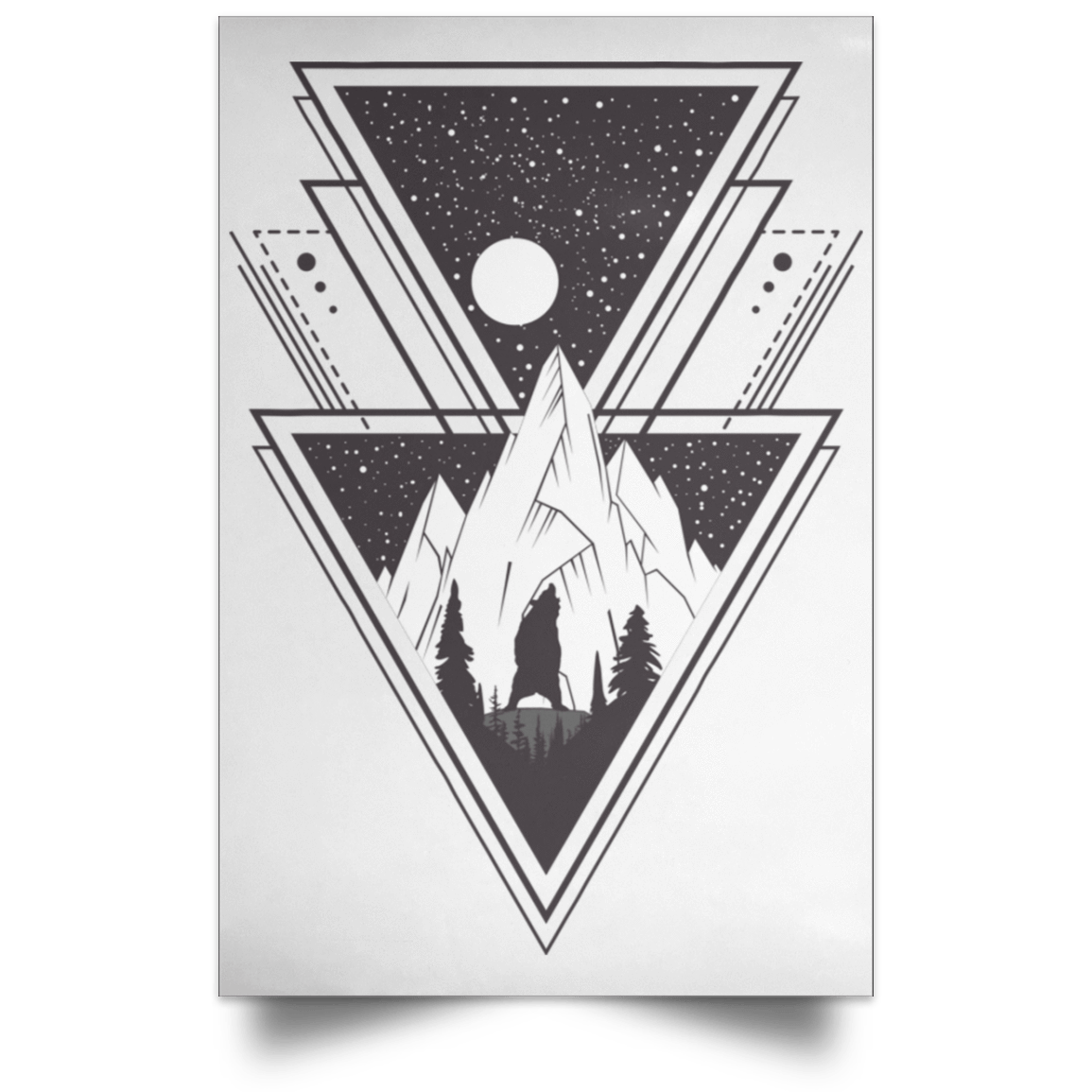 Housewares White / 12" x 18" Triangle Bear Art Portrait Poster