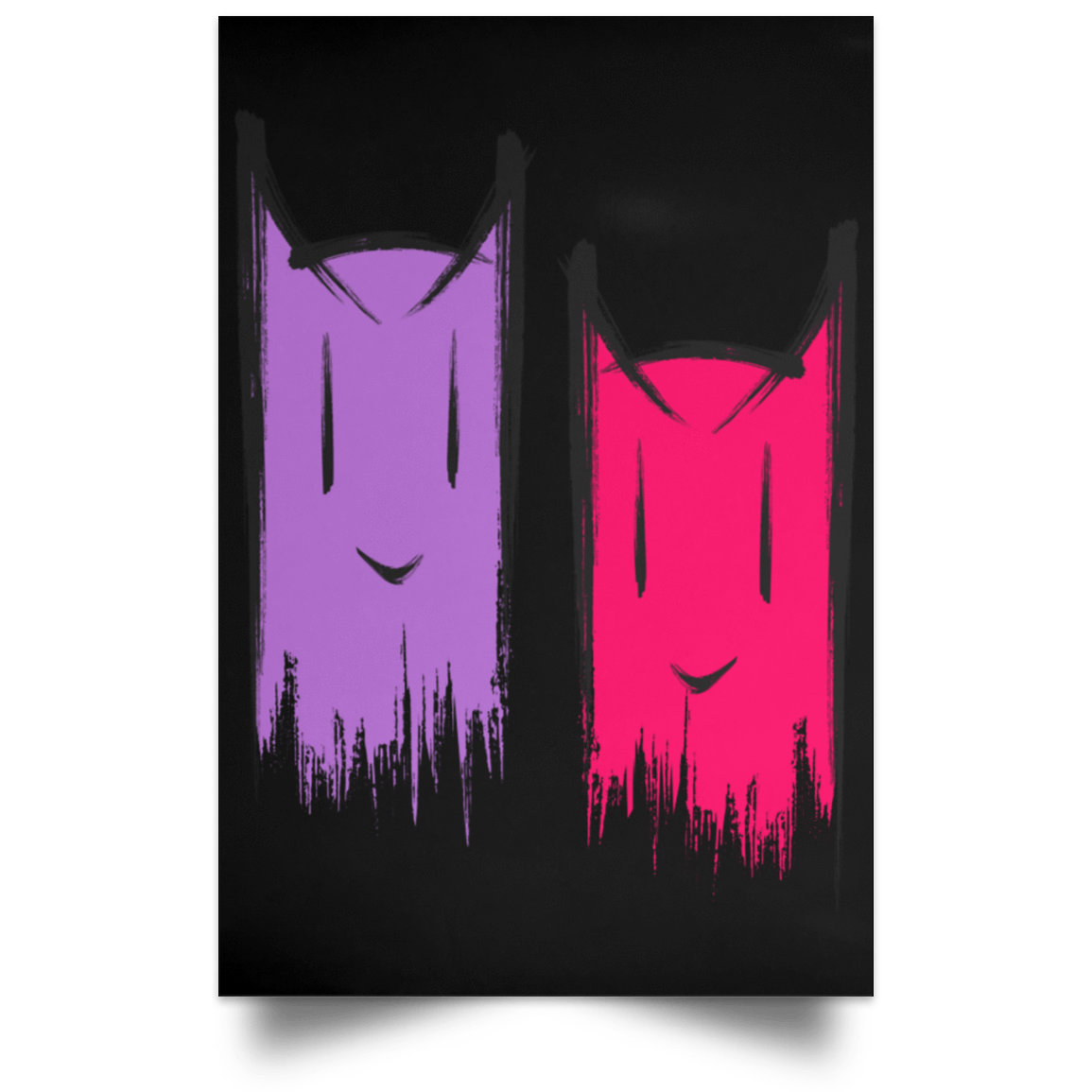 Housewares Black / 12" x 18" Two Crazy Cats Portrait Poster