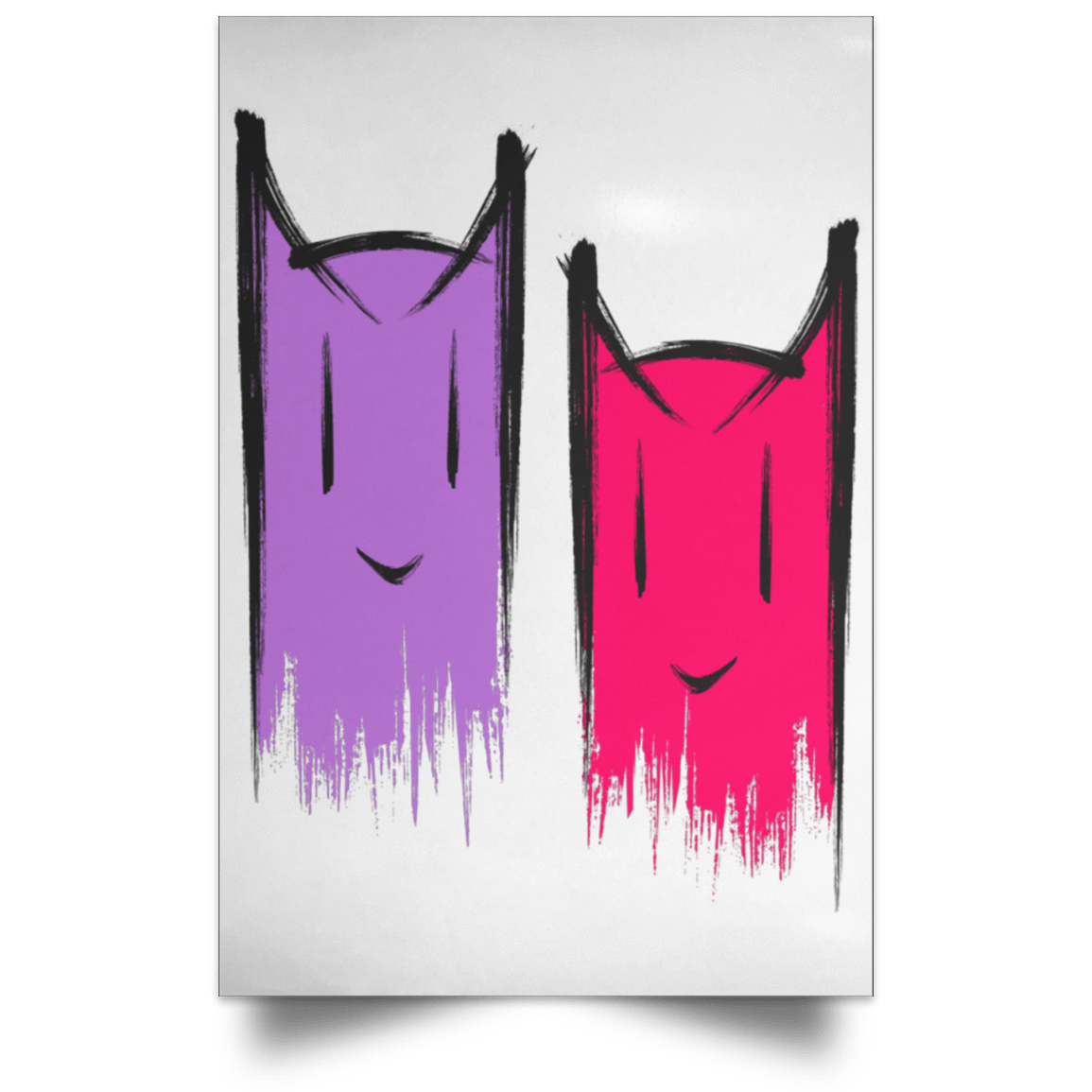 Housewares White / 12" x 18" Two Crazy Cats Portrait Poster