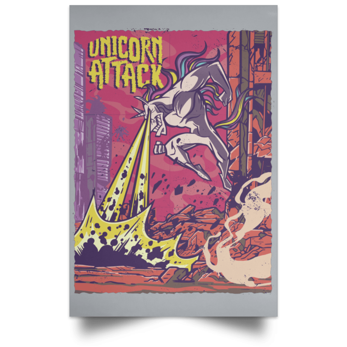 Housewares Grey / 12" x 18" Unicorn Attack Portrait Poster
