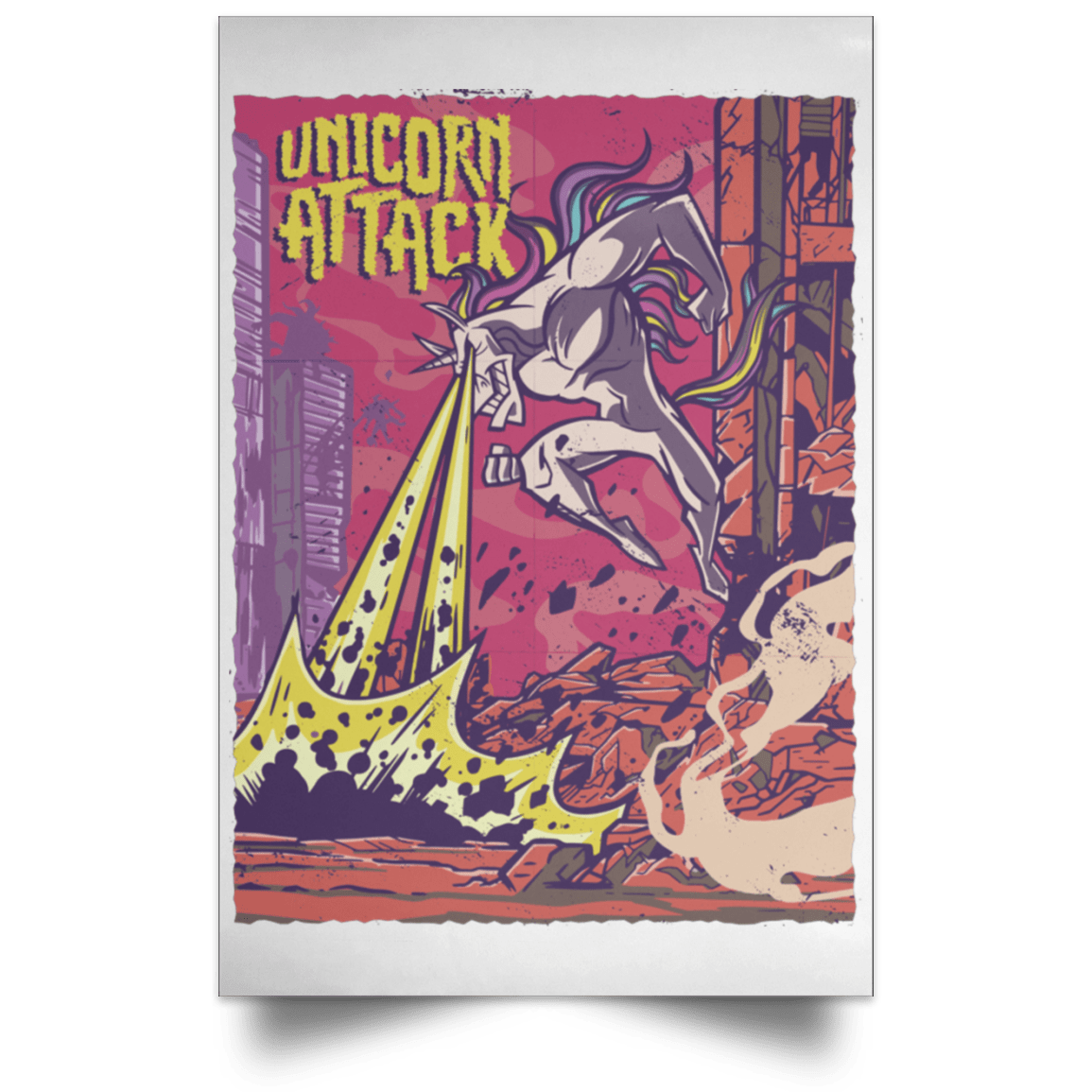 Housewares White / 12" x 18" Unicorn Attack Portrait Poster