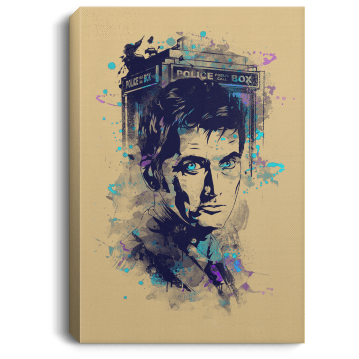 Housewares Tan / 8" x 12" Water Colors Tenth Doctor Premium Portrait Canvas
