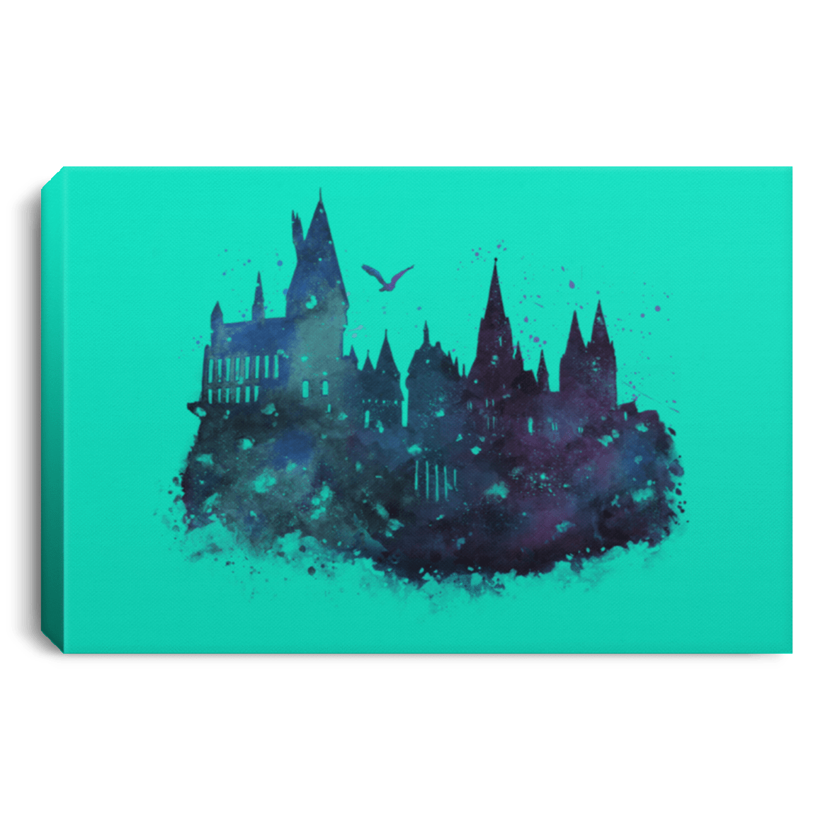 Housewares Teal / 12" x 8" Watercolor School Premium Landscape Canvas