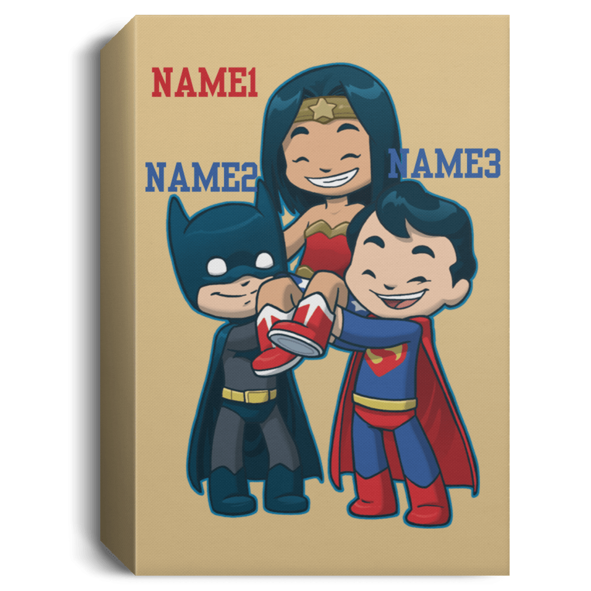 Housewares Tan / 16" x 24" Wonder Friends Personalized Portrait Canvas