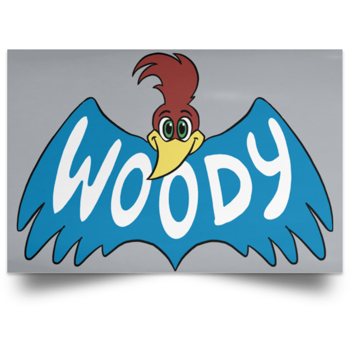 Housewares Grey / 18" x 12" Woodpecker Landscape Poster