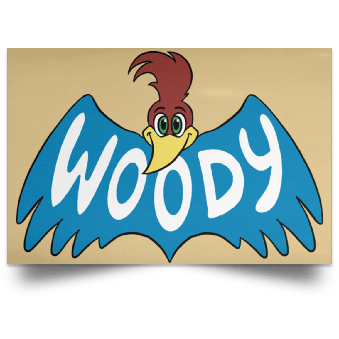 Housewares Tan / 18" x 12" Woodpecker Landscape Poster