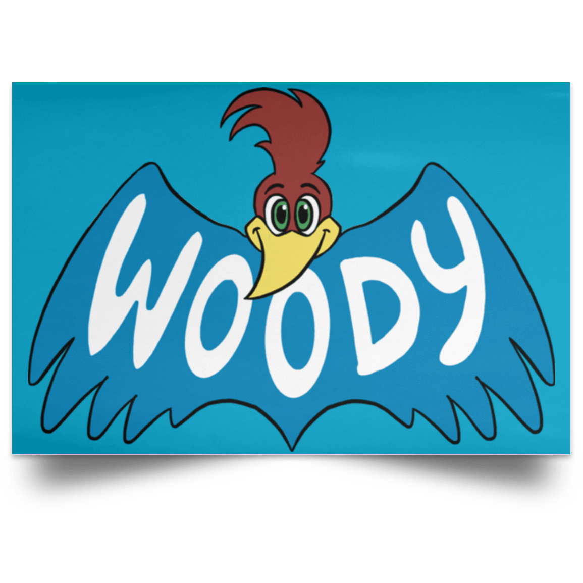 Housewares Turquoise / 18" x 12" Woodpecker Landscape Poster