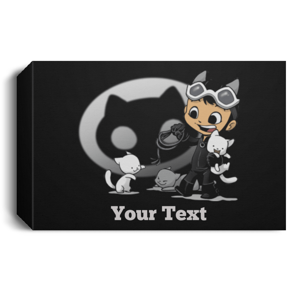 Housewares Black / 24" x 16" Young Hero Cat Personalized Landscape Canvas