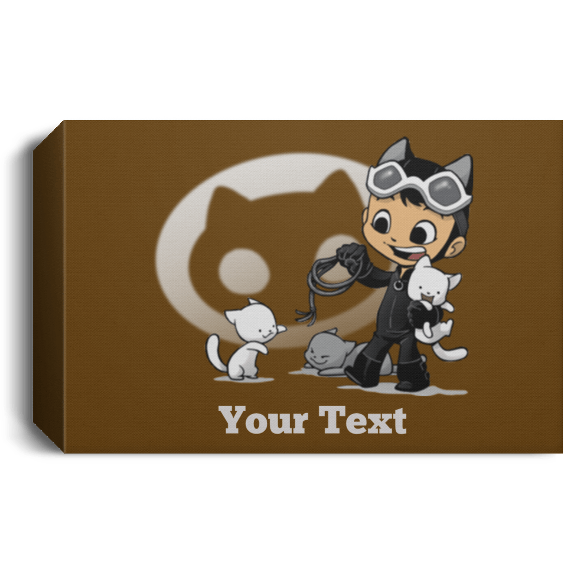 Housewares Brown / 24" x 16" Young Hero Cat Personalized Landscape Canvas