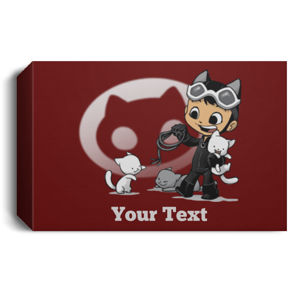 Housewares Maroon / 24" x 16" Young Hero Cat Personalized Landscape Canvas