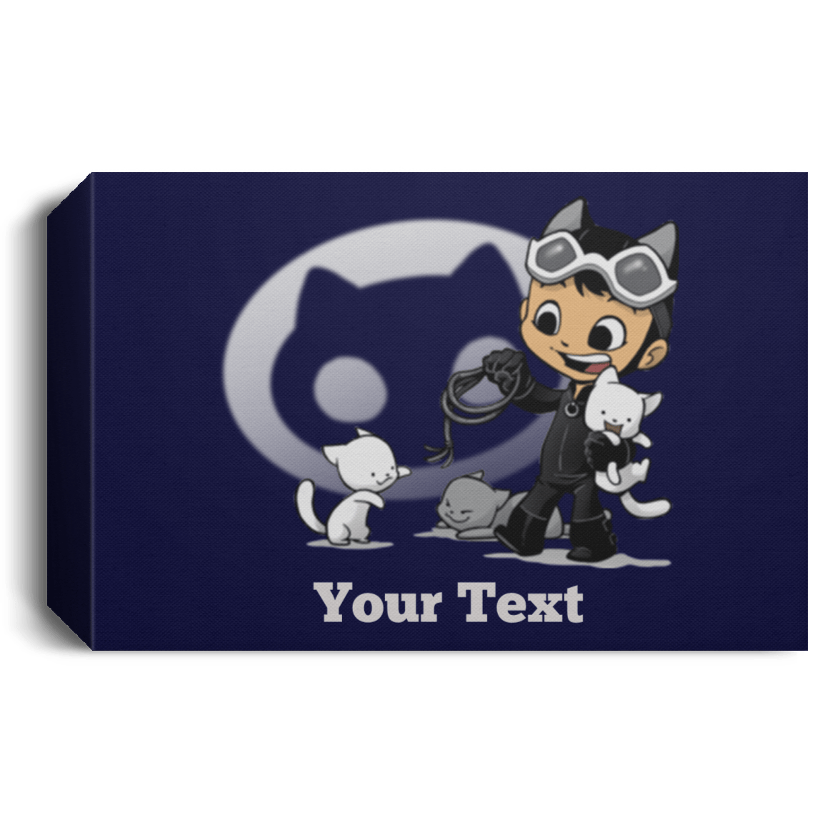 Housewares Navy / 24" x 16" Young Hero Cat Personalized Landscape Canvas