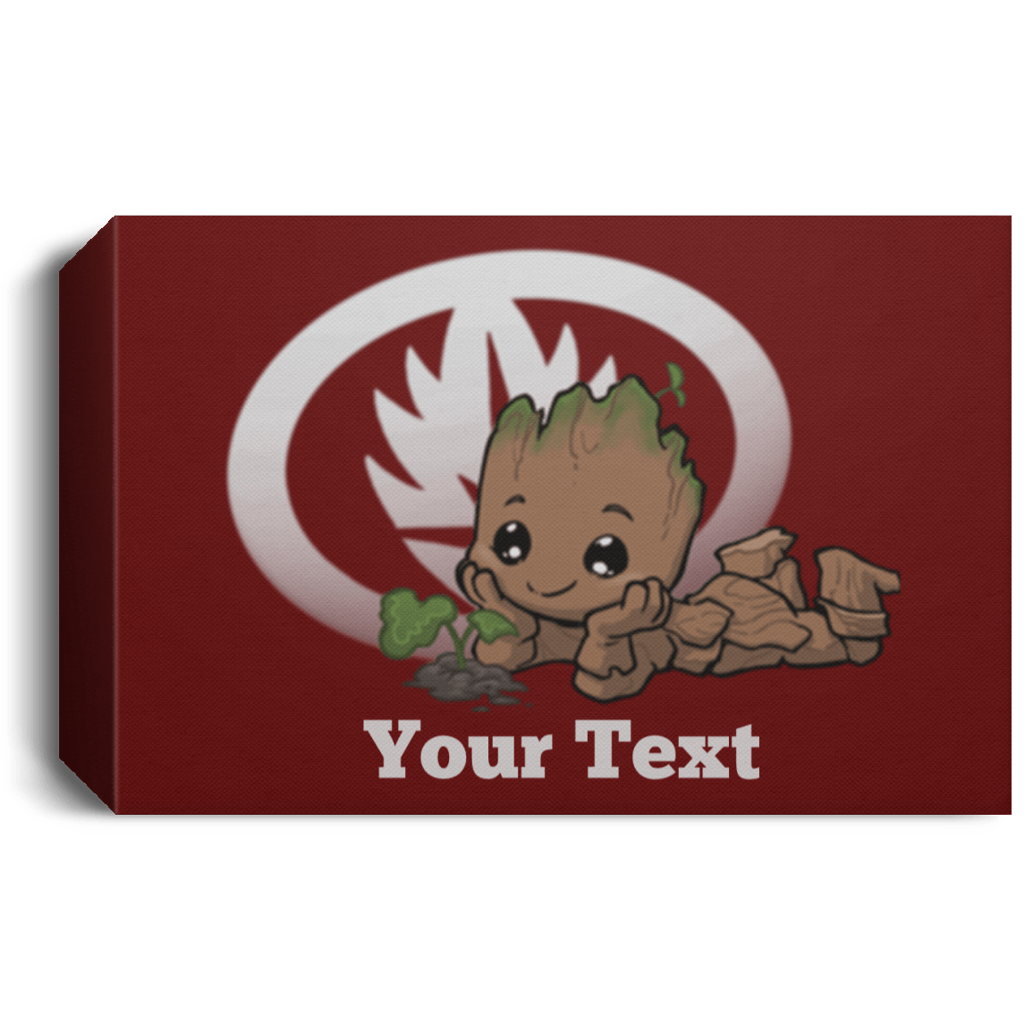 Housewares Maroon / 24" x 16" Young Hero Groot Personalized Landscape Canvas