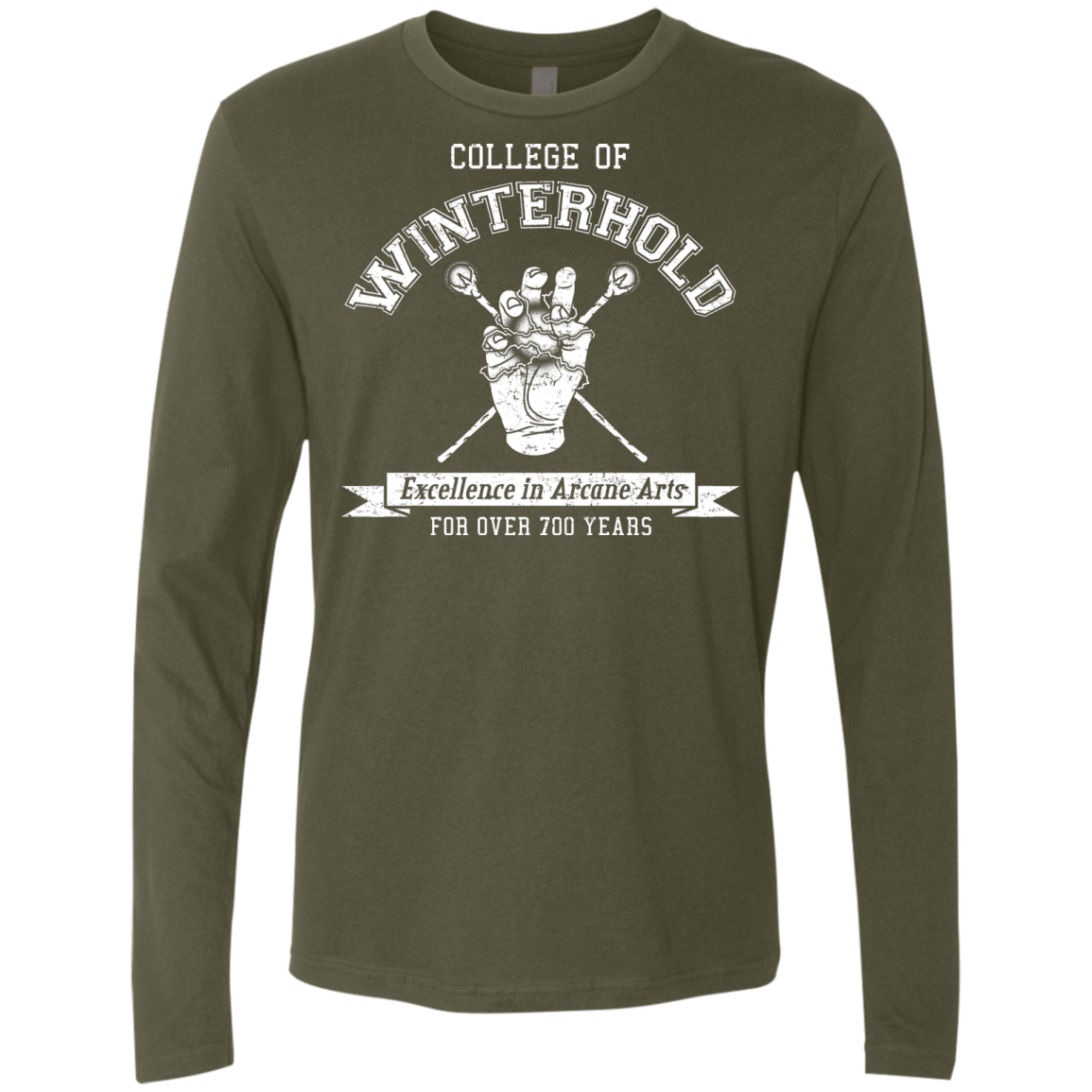 Mens_Premium Longsleeves Military Green / Small College of Winterhold Men's Premium Long Sleeve
