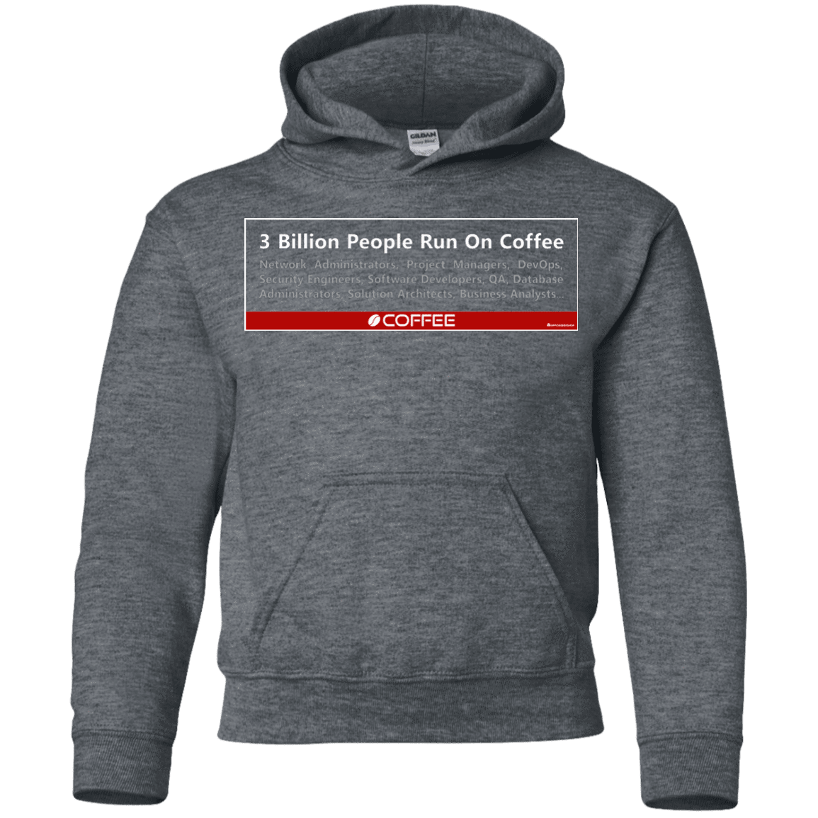 Sweatshirts Dark Heather / YS 3 Billion People Run On Java Youth Hoodie