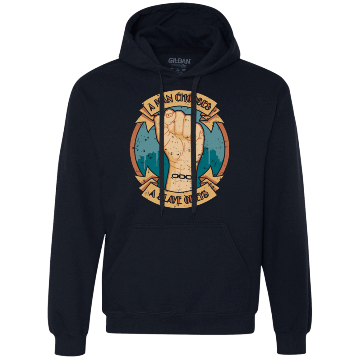Sweatshirts Navy / Small A Man Chooses A Slave Obeys Premium Fleece Hoodie
