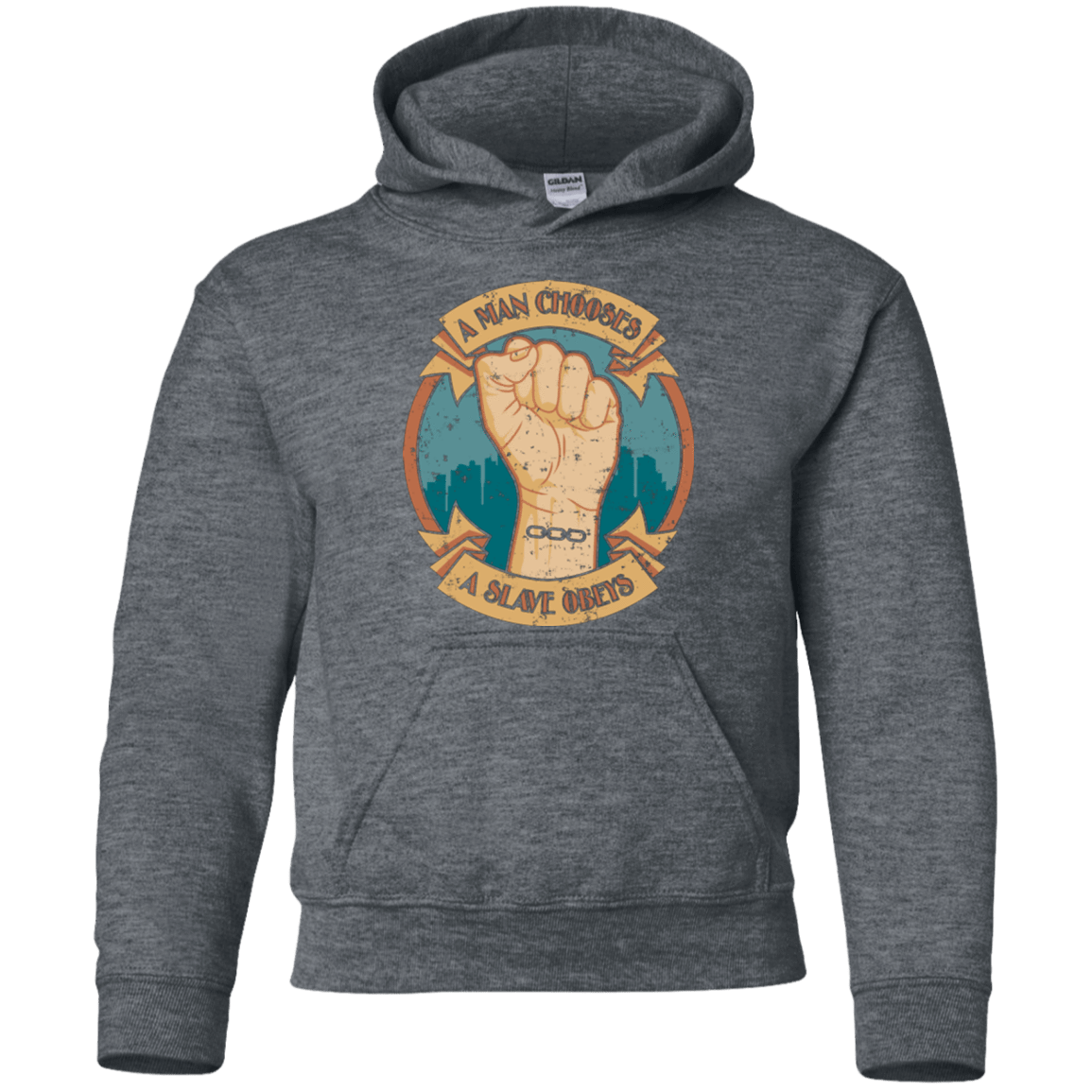 Sweatshirts Dark Heather / YS A Man Chooses A Slave Obeys Youth Hoodie