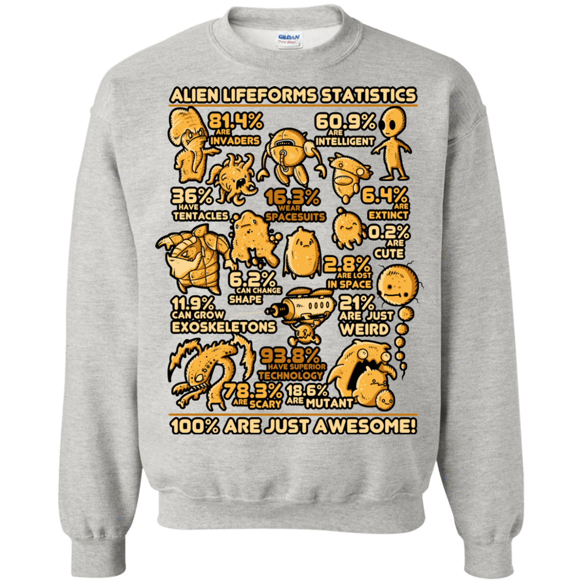 Sweatshirts Ash / Small Alien Statistics Crewneck Sweatshirt