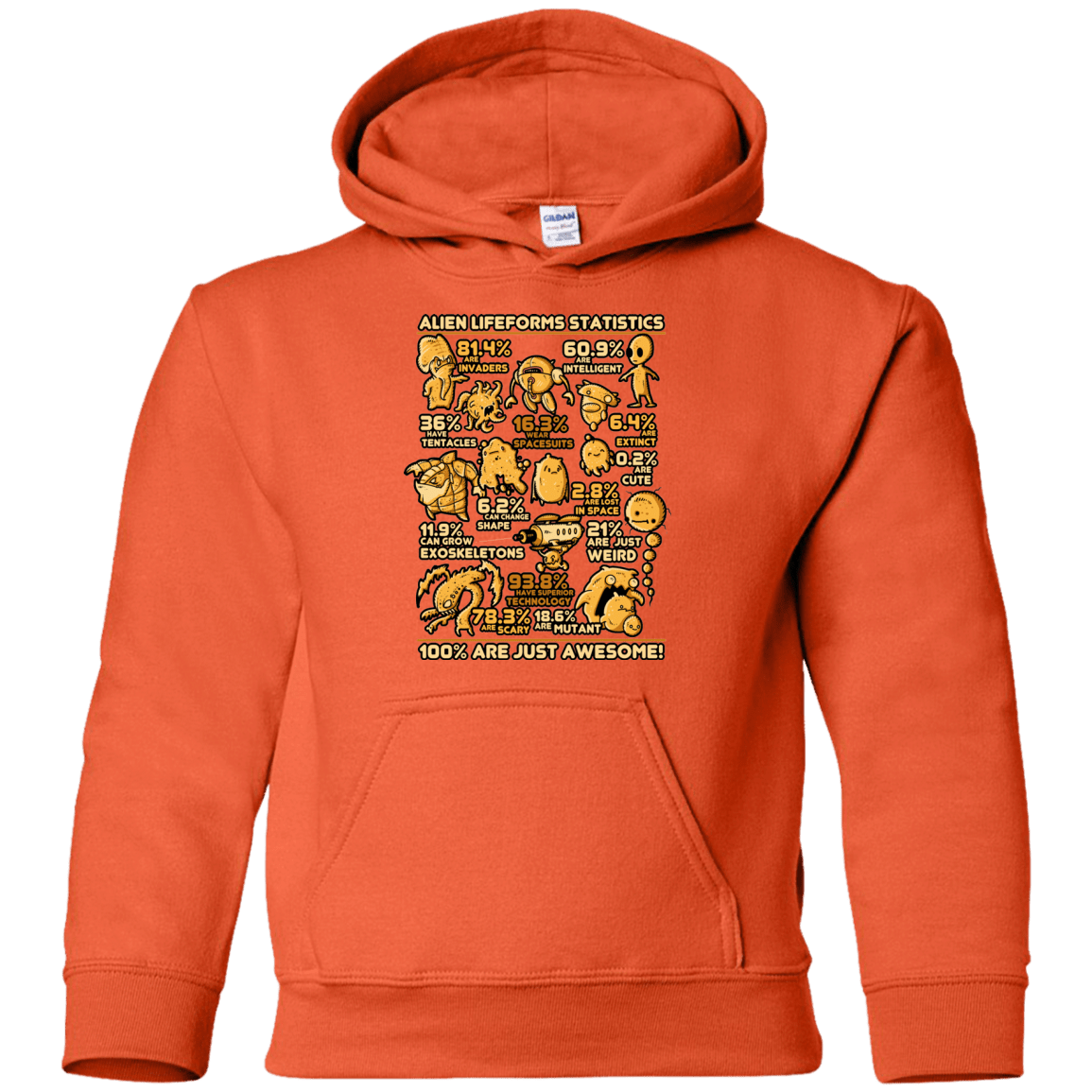 Sweatshirts Orange / YS Alien Statistics Youth Hoodie