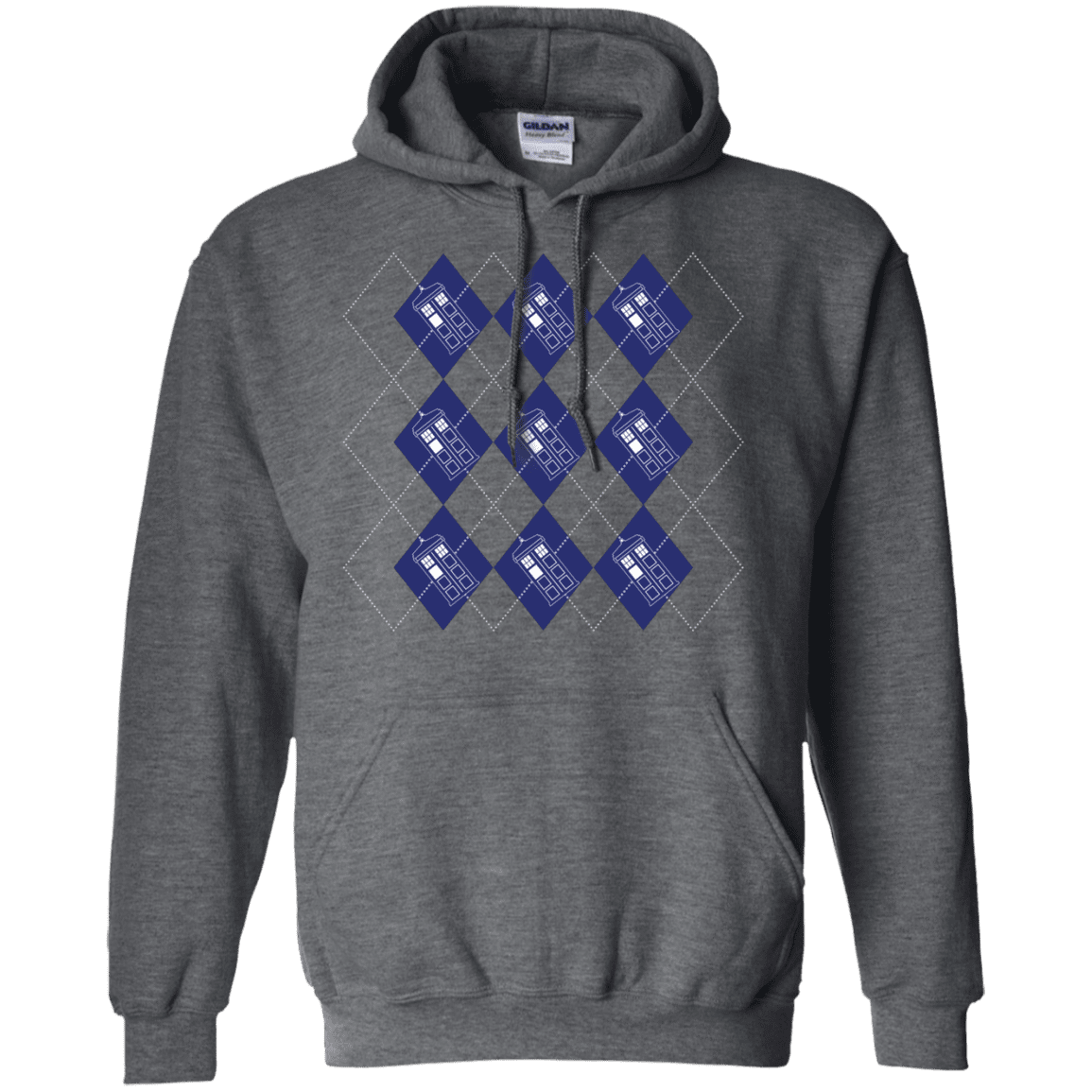 Sweatshirts Dark Heather / S Argyle Tardis Pullover Hoodie