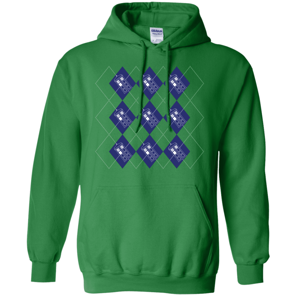 Sweatshirts Irish Green / S Argyle Tardis Pullover Hoodie