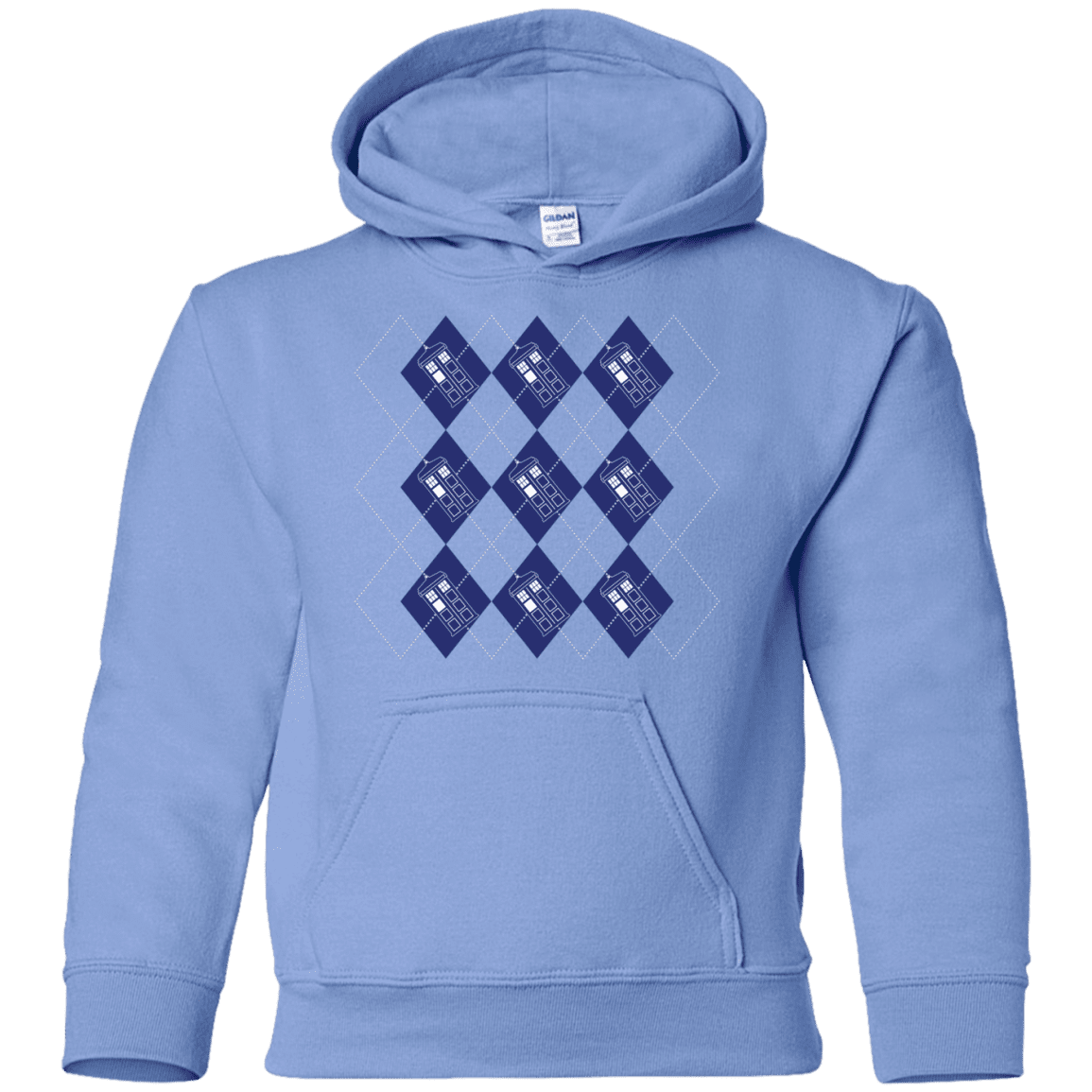 Sweatshirts Carolina Blue / YS Argyle Tardis Youth Hoodie