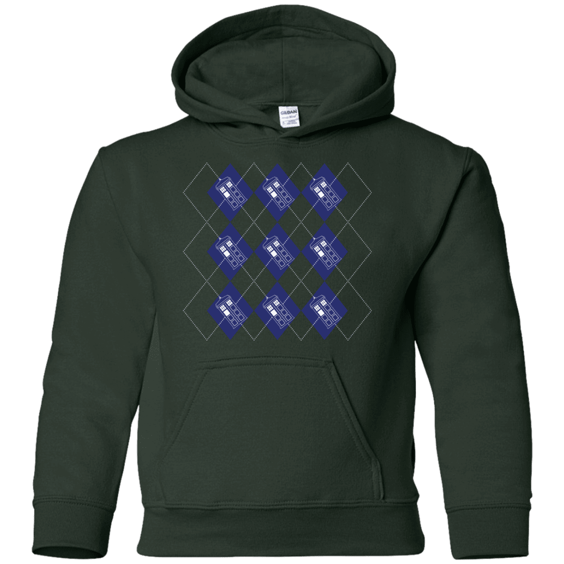 Sweatshirts Forest Green / YS Argyle Tardis Youth Hoodie
