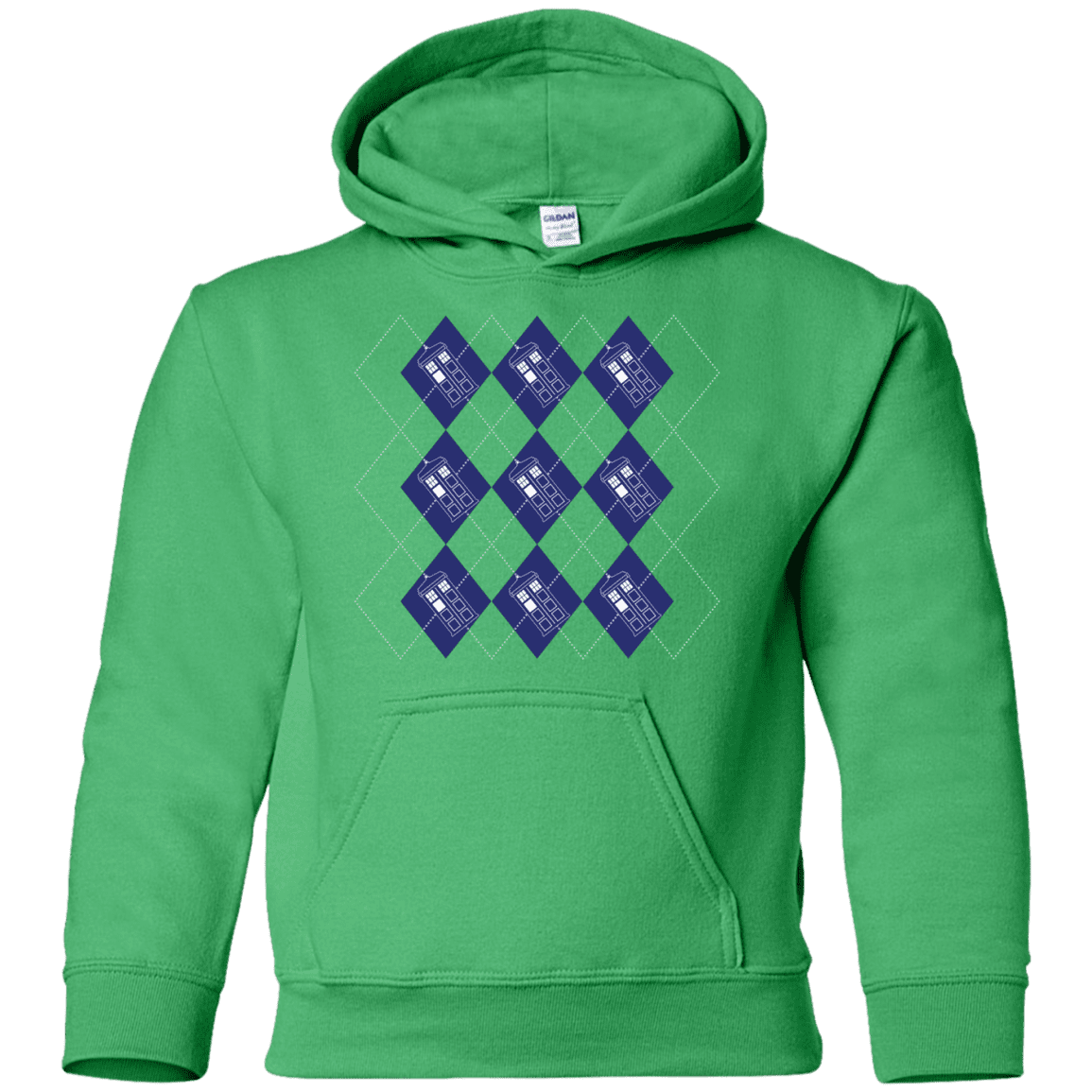 Sweatshirts Irish Green / YS Argyle Tardis Youth Hoodie