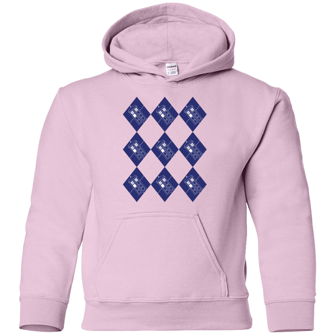 Sweatshirts Light Pink / YS Argyle Tardis Youth Hoodie