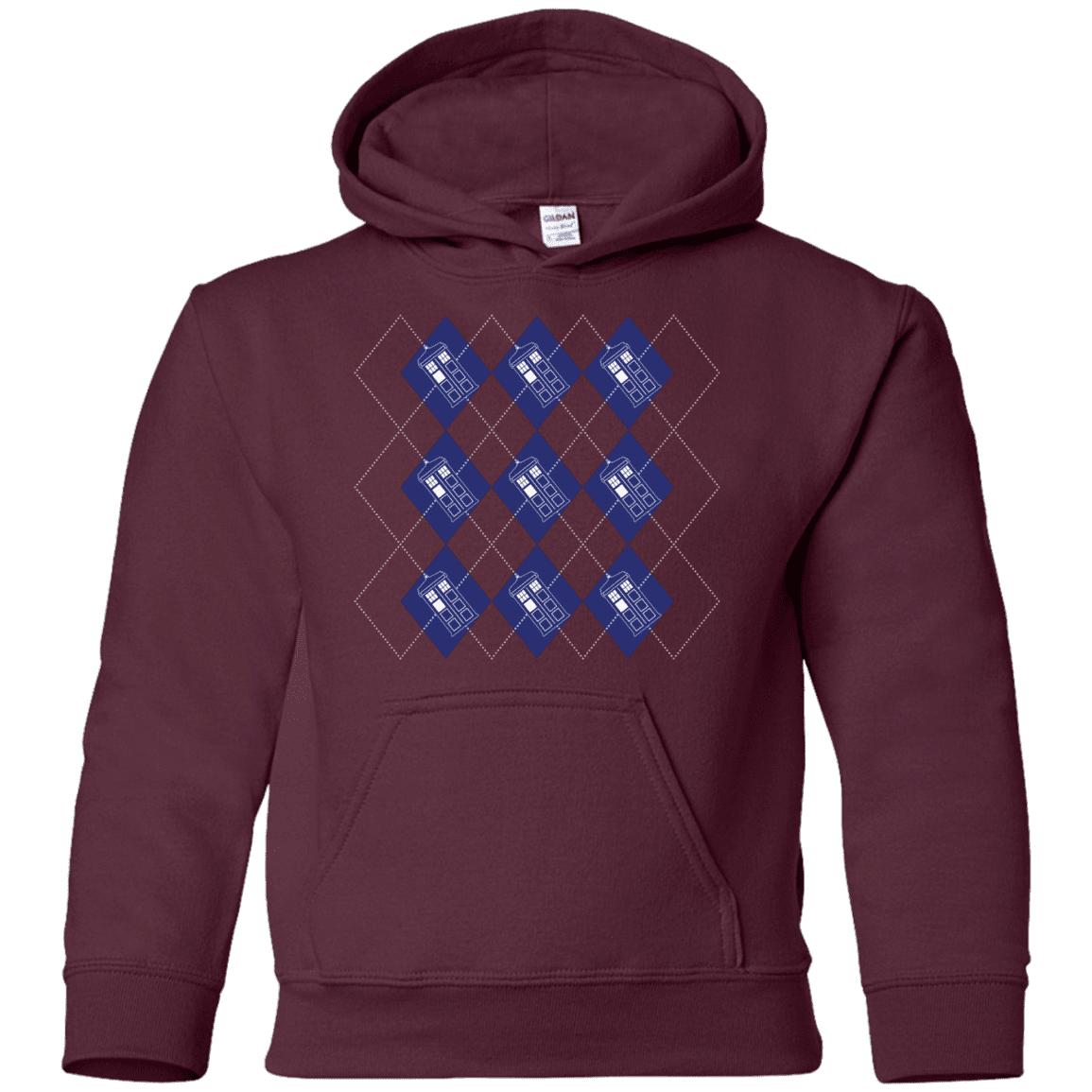 Sweatshirts Maroon / YS Argyle Tardis Youth Hoodie