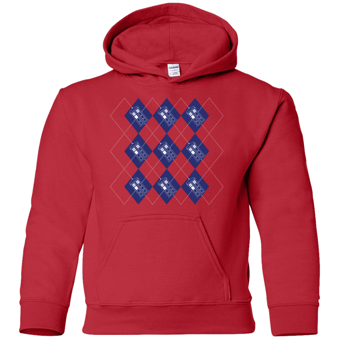 Sweatshirts Red / YS Argyle Tardis Youth Hoodie