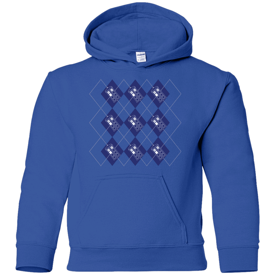 Sweatshirts Royal / YS Argyle Tardis Youth Hoodie