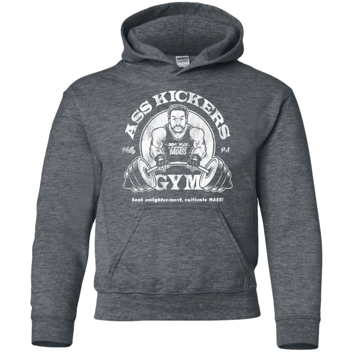 Sweatshirts Dark Heather / YS Ass Kickers Gym Youth Hoodie