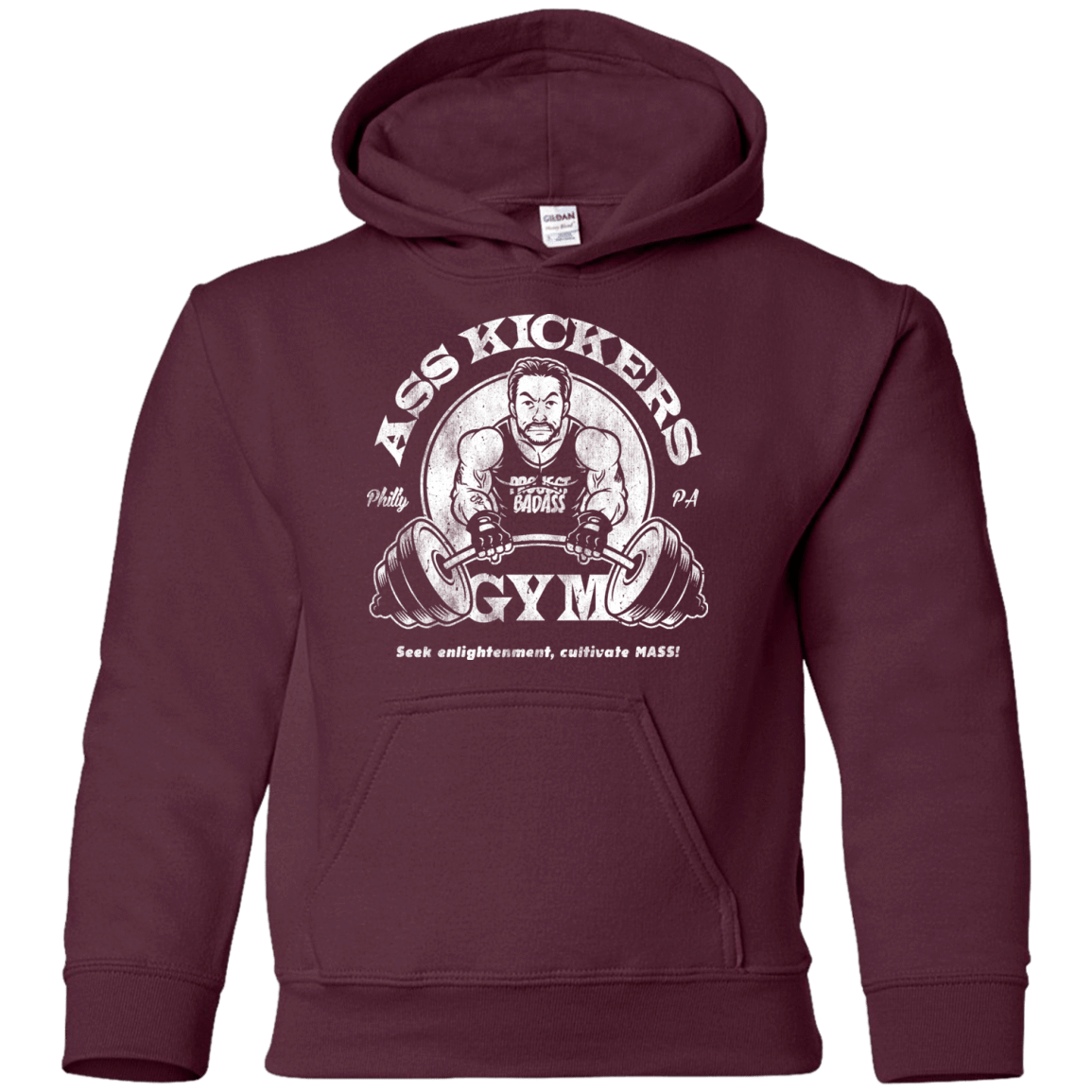 Sweatshirts Maroon / YS Ass Kickers Gym Youth Hoodie