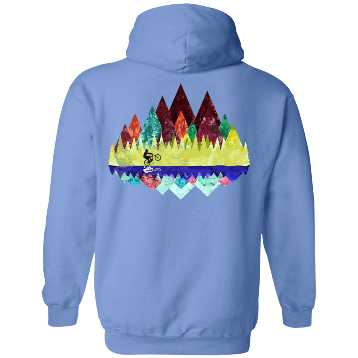 Sweatshirts Carolina Blue / S Autumn Mountain Bike Ride Back Print Pullover Hoodie