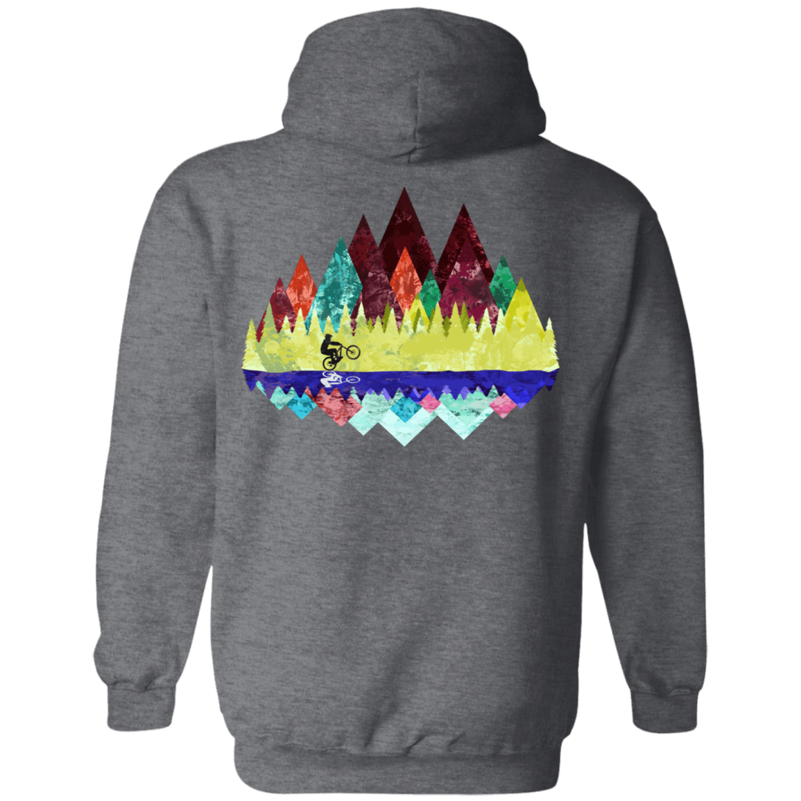 Sweatshirts Dark Heather / S Autumn Mountain Bike Ride Back Print Pullover Hoodie