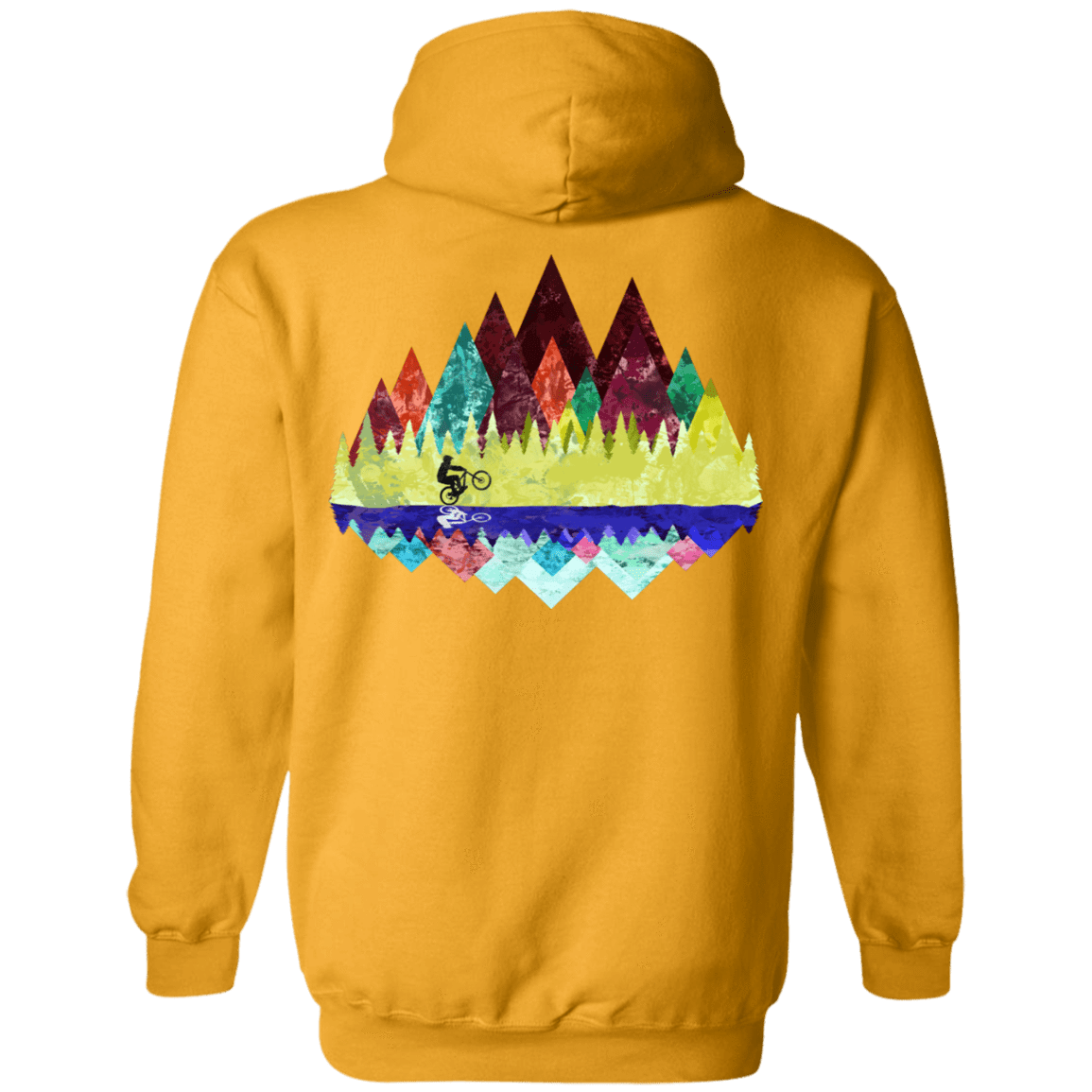 Sweatshirts Gold / S Autumn Mountain Bike Ride Back Print Pullover Hoodie