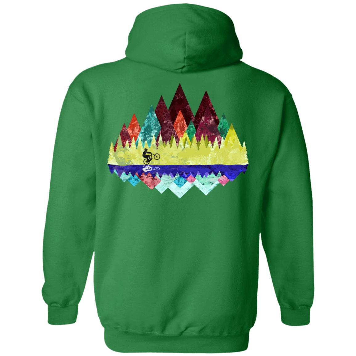Sweatshirts Irish Green / S Autumn Mountain Bike Ride Back Print Pullover Hoodie