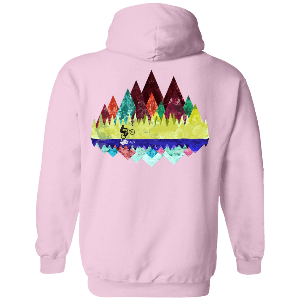 Sweatshirts Light Pink / S Autumn Mountain Bike Ride Back Print Pullover Hoodie