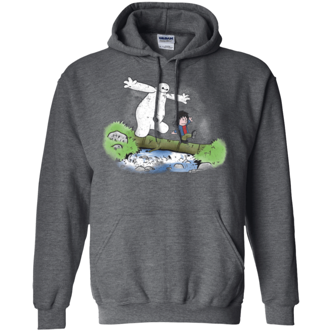Sweatshirts Dark Heather / Small Baymax And Hiro Pullover Hoodie