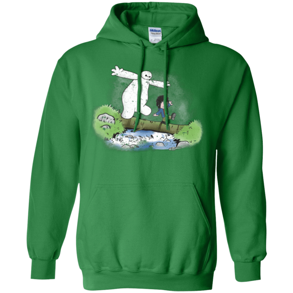 Sweatshirts Irish Green / Small Baymax And Hiro Pullover Hoodie
