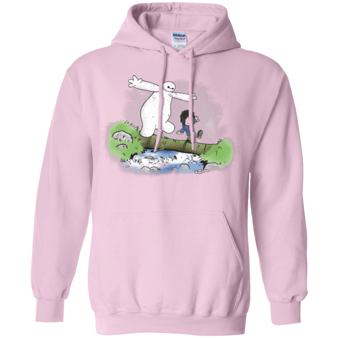 Sweatshirts Light Pink / Small Baymax And Hiro Pullover Hoodie