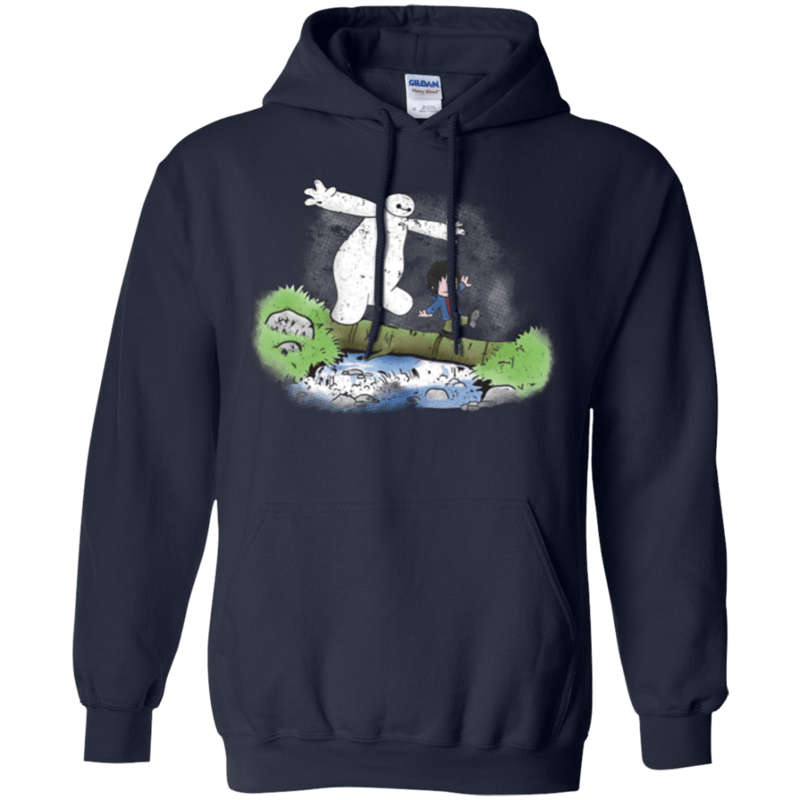 Sweatshirts Navy / Small Baymax And Hiro Pullover Hoodie