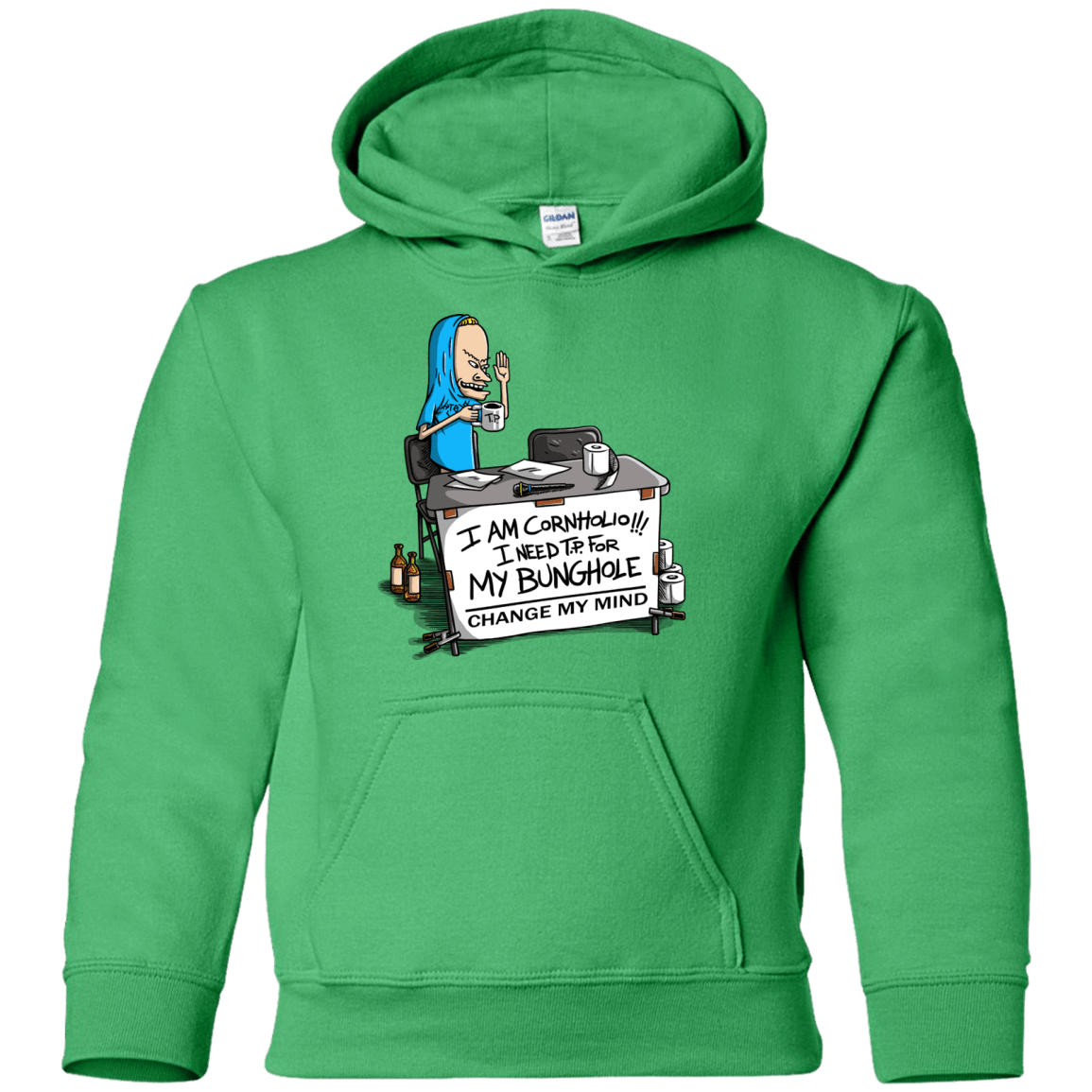 Sweatshirts Irish Green / YS Beavis Change My Mind Youth Hoodie
