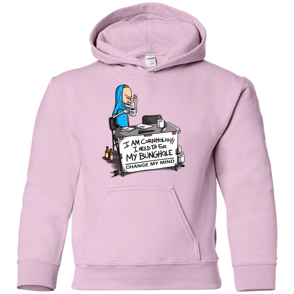 Sweatshirts Light Pink / YS Beavis Change My Mind Youth Hoodie