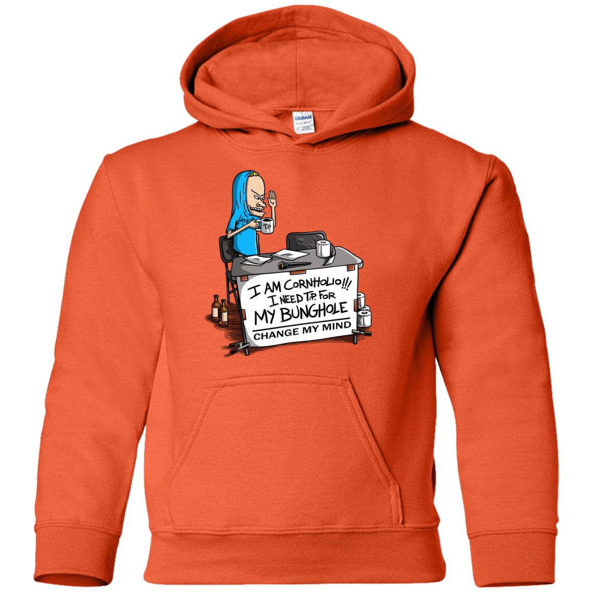 Sweatshirts Orange / YS Beavis Change My Mind Youth Hoodie