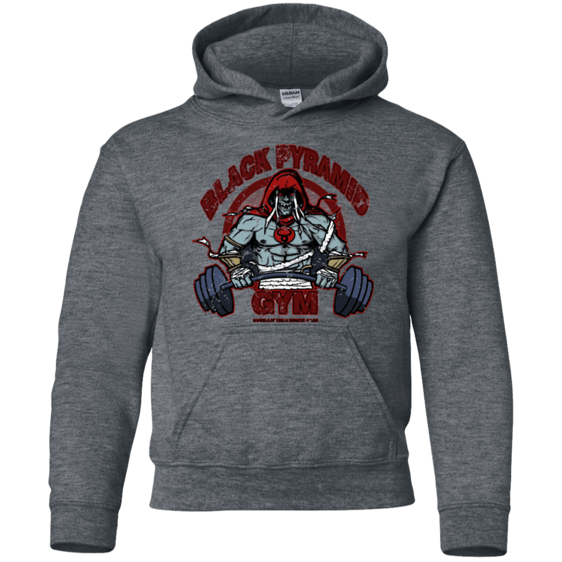 Sweatshirts Dark Heather / YS Black Pyramid Gym Youth Hoodie