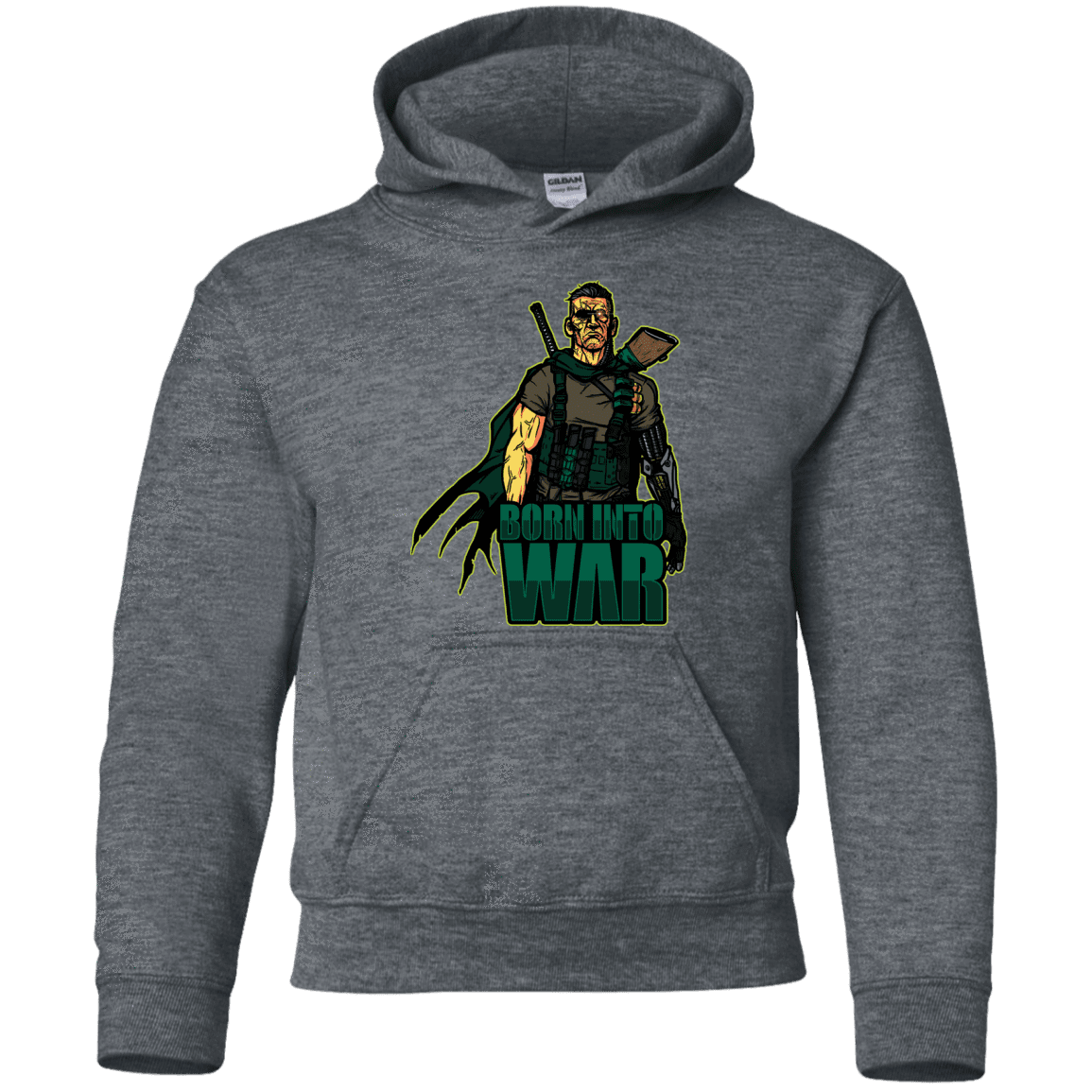 Sweatshirts Dark Heather / YS Born Into War Youth Hoodie