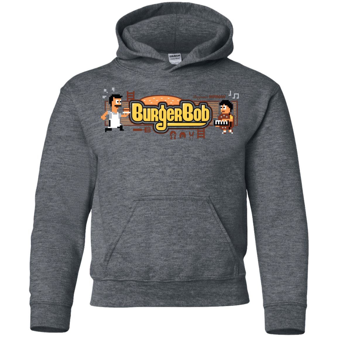 Sweatshirts Dark Heather / YS Burger Bob Youth Hoodie