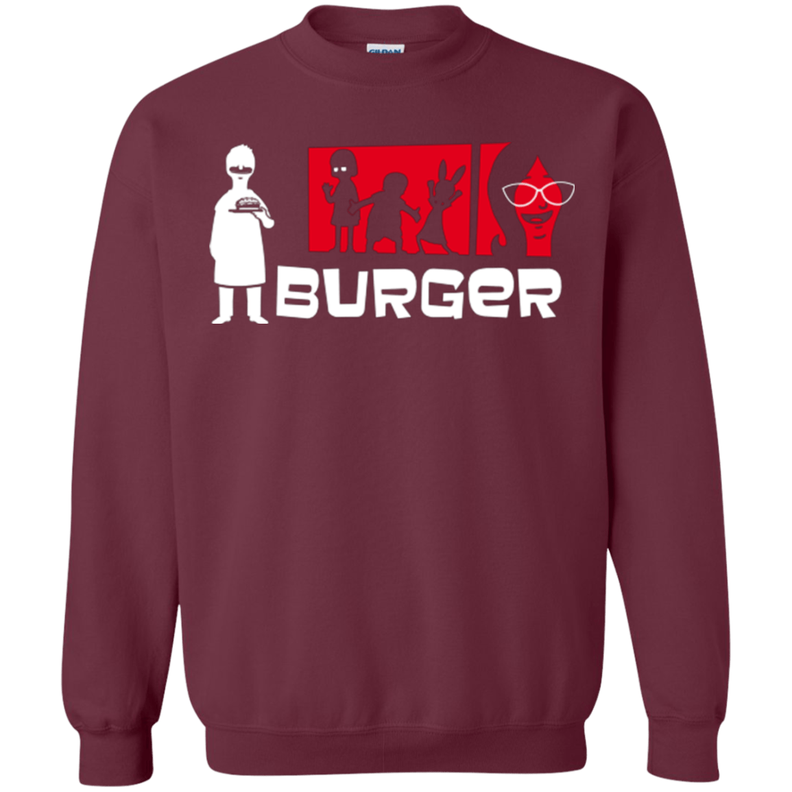Sweatshirts Maroon / S Burger Crewneck Sweatshirt